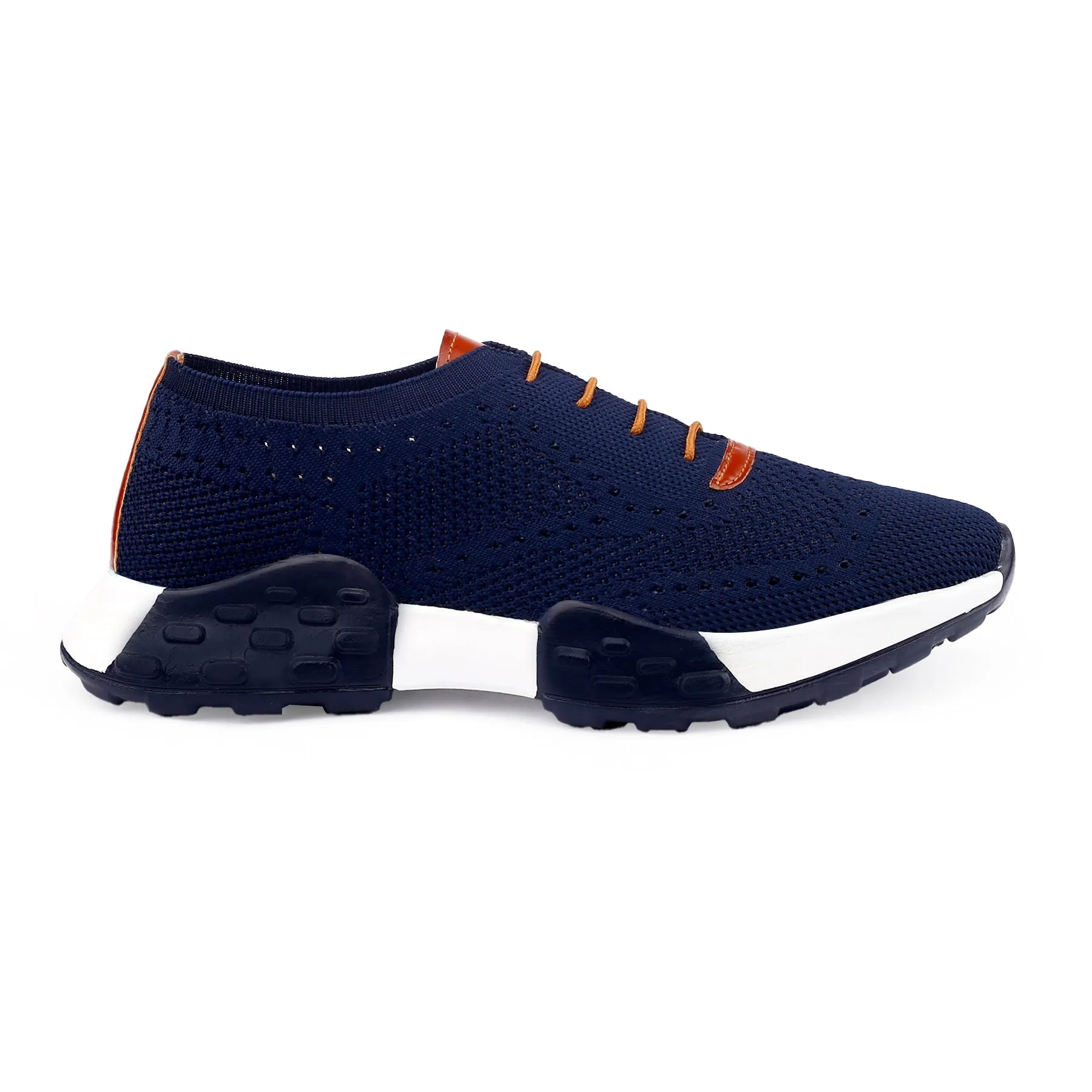 Men's Knitted Breathable Upper Casual Brogues Lace-Up Running Shoes