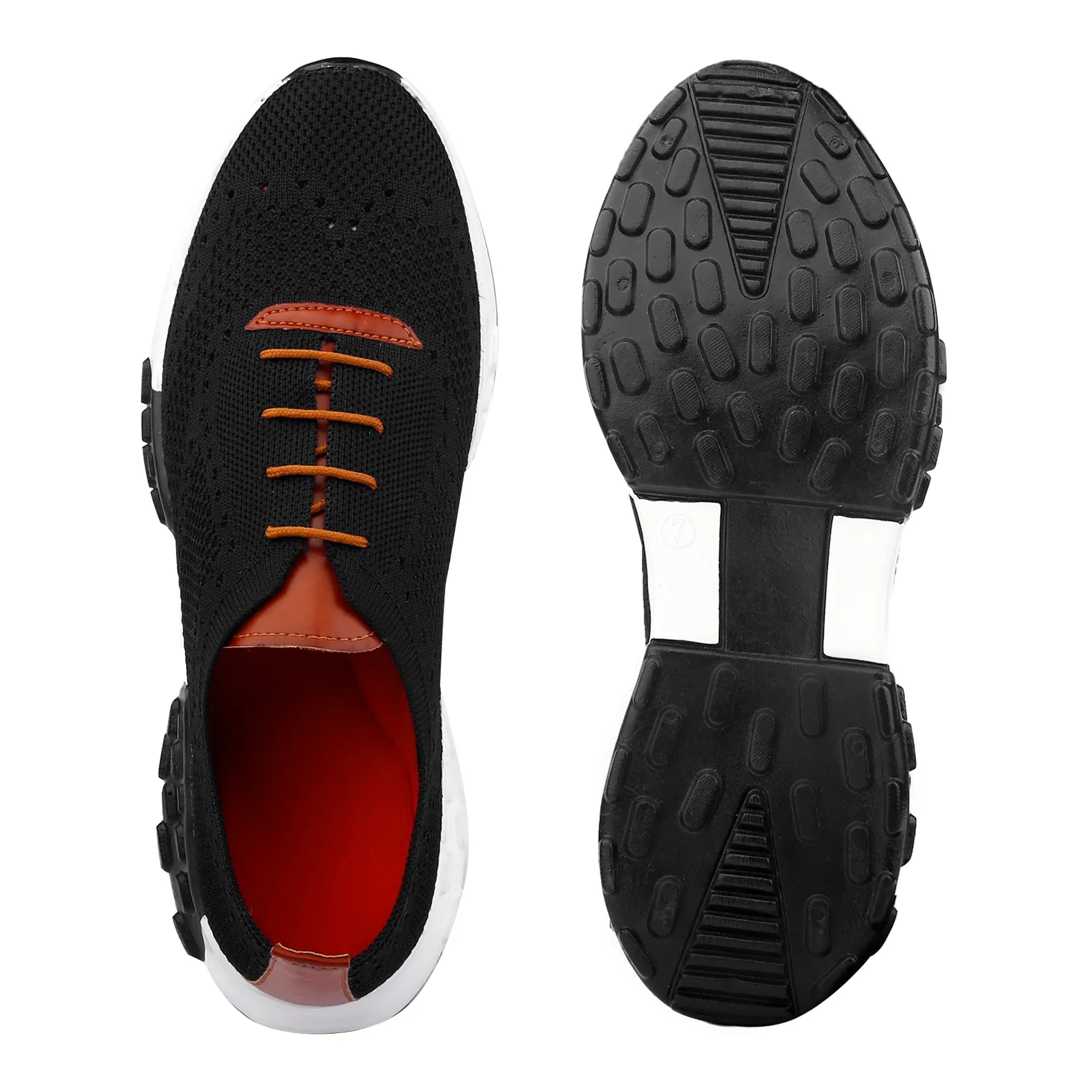 Men's Knitted Breathable Upper Casual Brogues Lace-Up Running Shoes