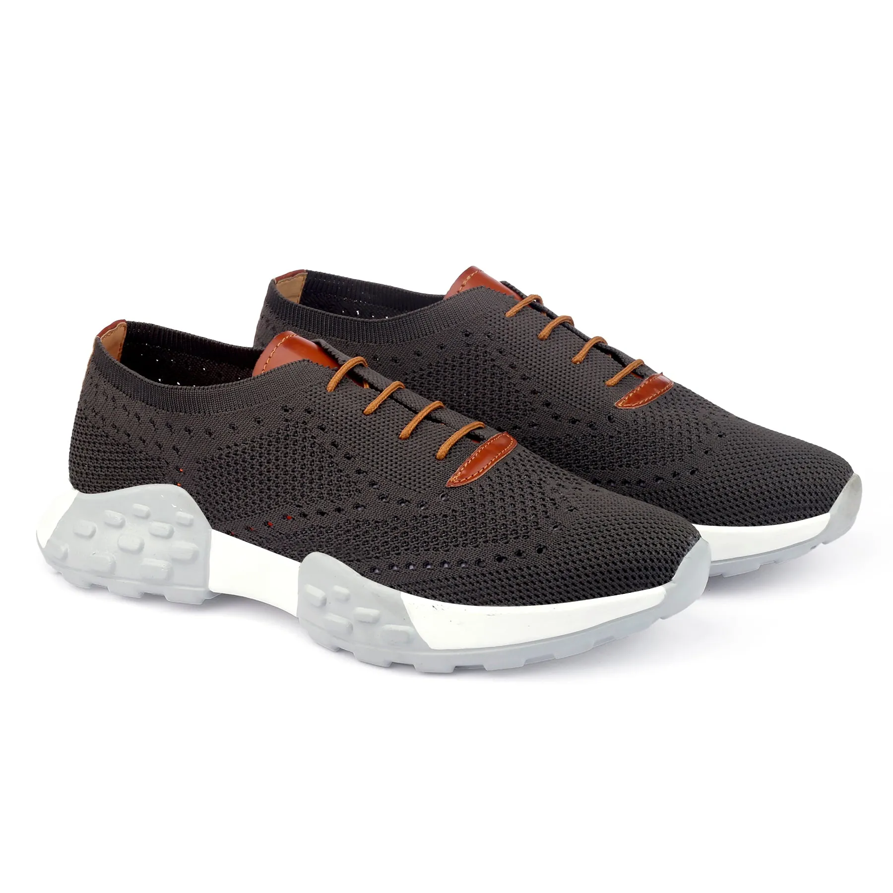 Men's Knitted Breathable Upper Casual Brogues Lace-Up Running Shoes