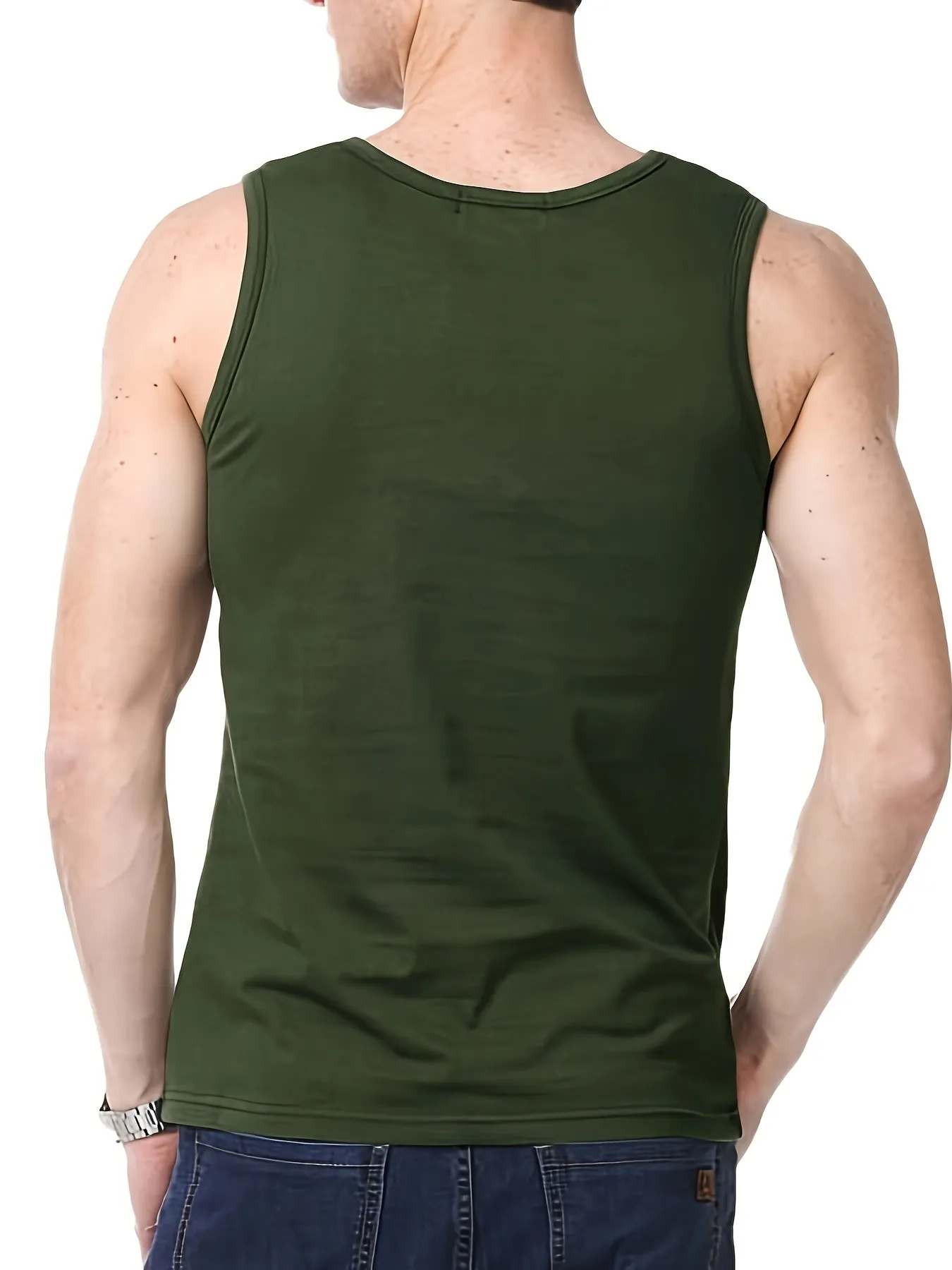 Men's Solid Tank Top - Quick-Dry Breathable Crew Neck Sleeveless Shirt for Summer Outdoor