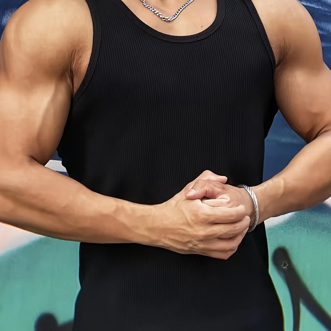 Men's Solid Tank Top - Quick-Dry Breathable Crew Neck Sleeveless Shirt for Summer Outdoor