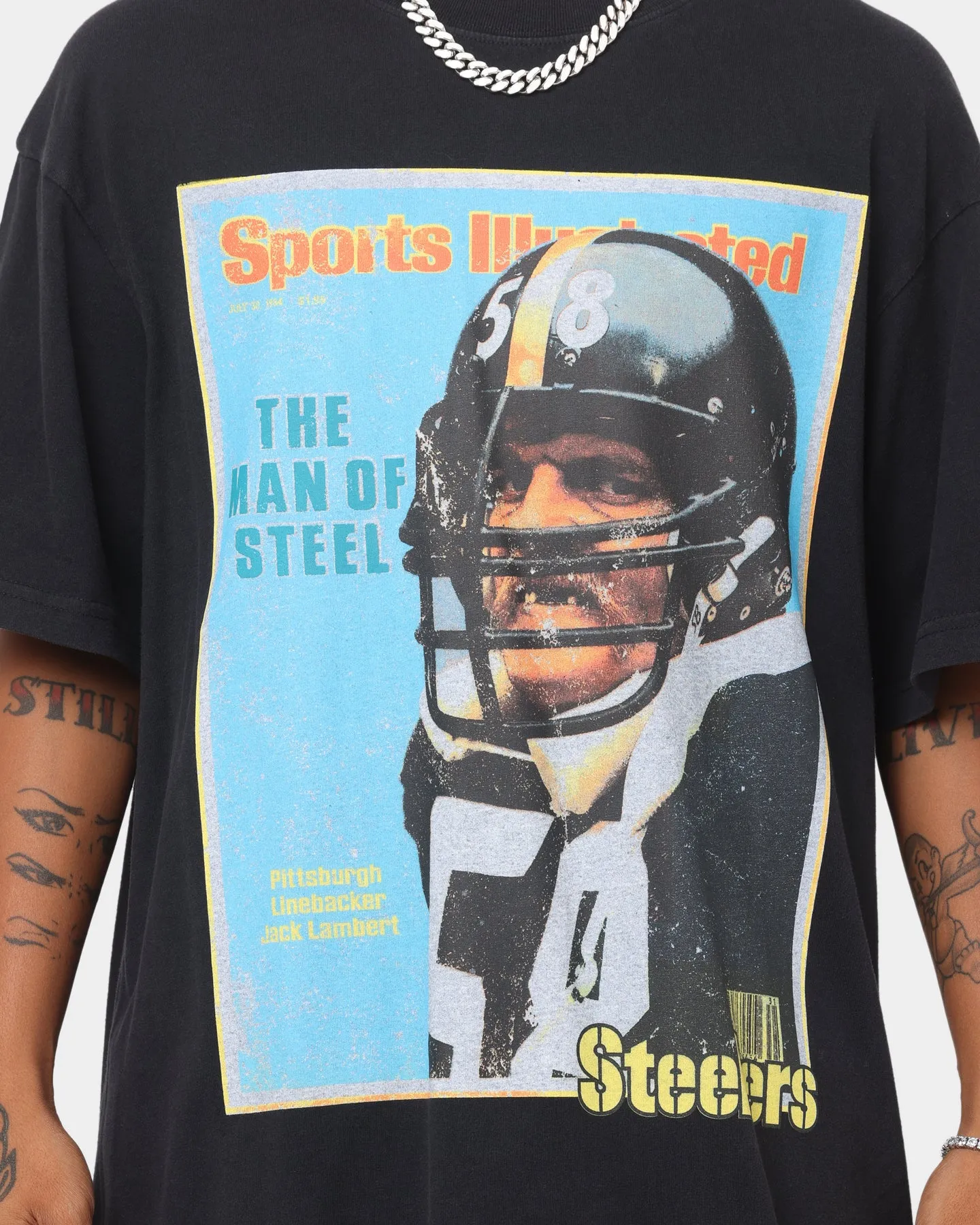 Mitchell & Ness NFL Pittsburgh Steelers Sports Illustrated Cover T-Shirt Faded Black