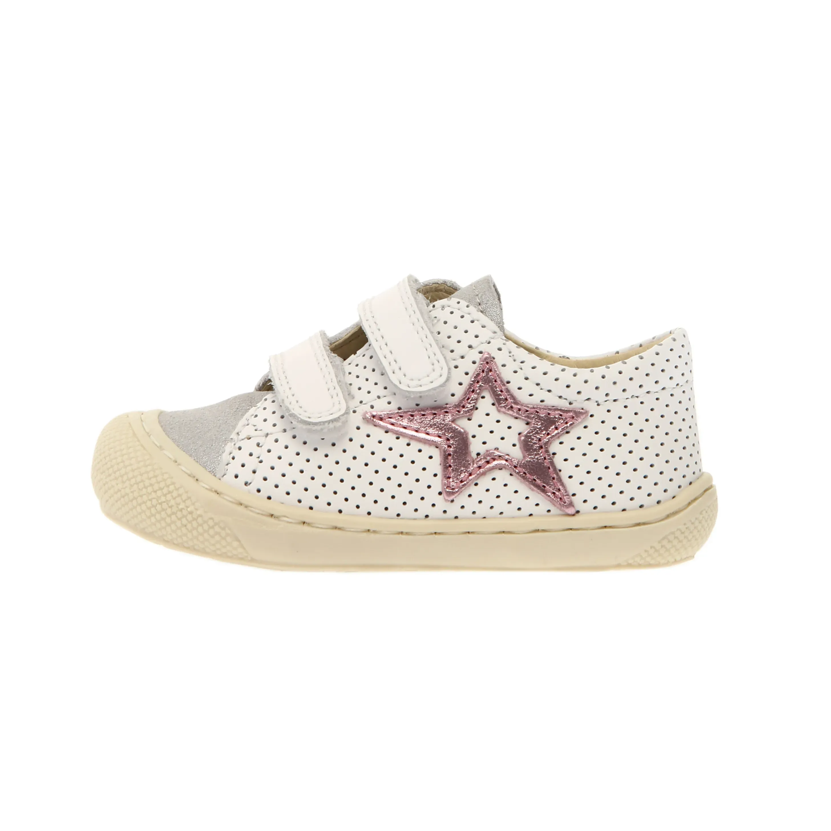 Naturino Girl's Kolde Low Vl Casual Shoes - White / Silver / Pink