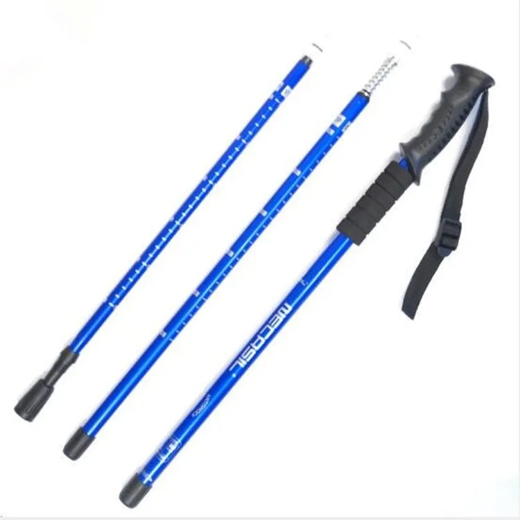 NECASIL Three-section Aluminum Alloy Straight Handle Retractable Trekking Trekking Pole(Blue)