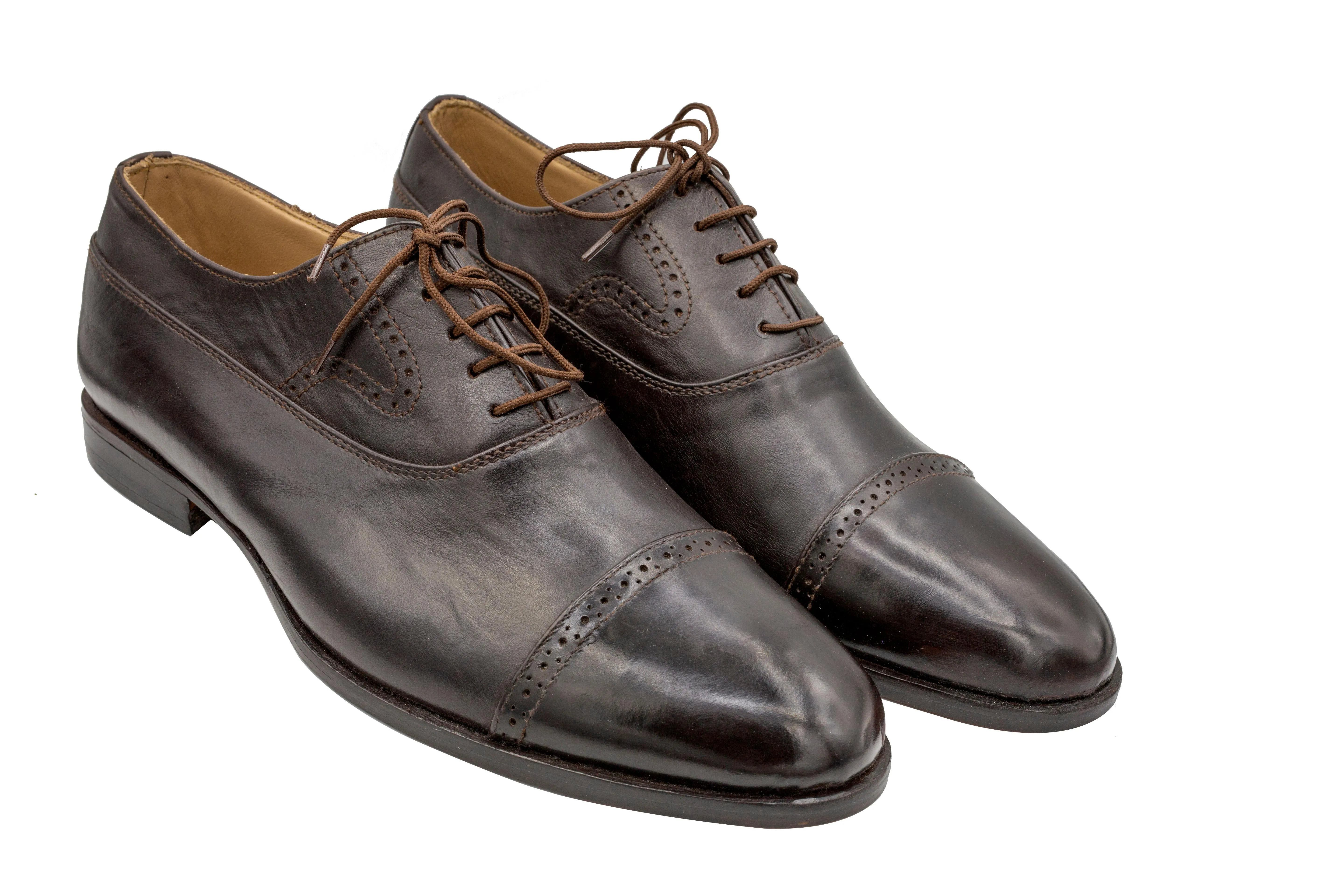 Oxford Shoes Genuine Leather Captoe semi brogue Black