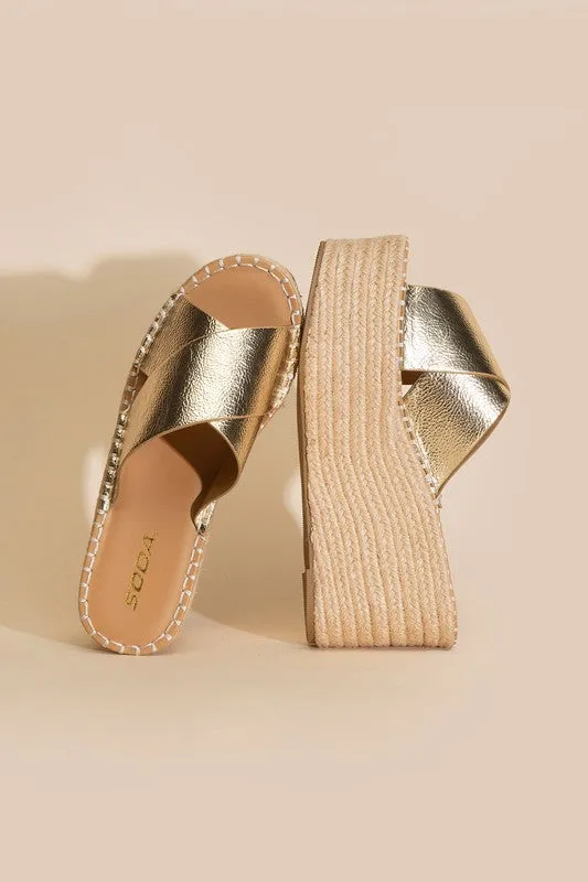 PARTNER-S RAFFIA PLATFORM SLIDES