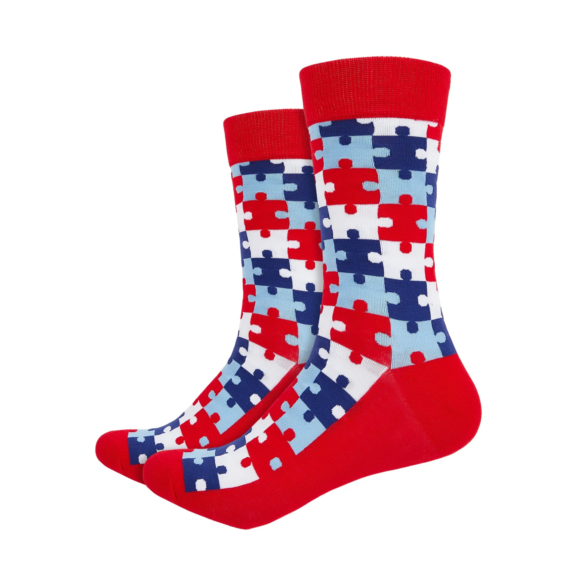 Puzzle Printed Crew Length Socks