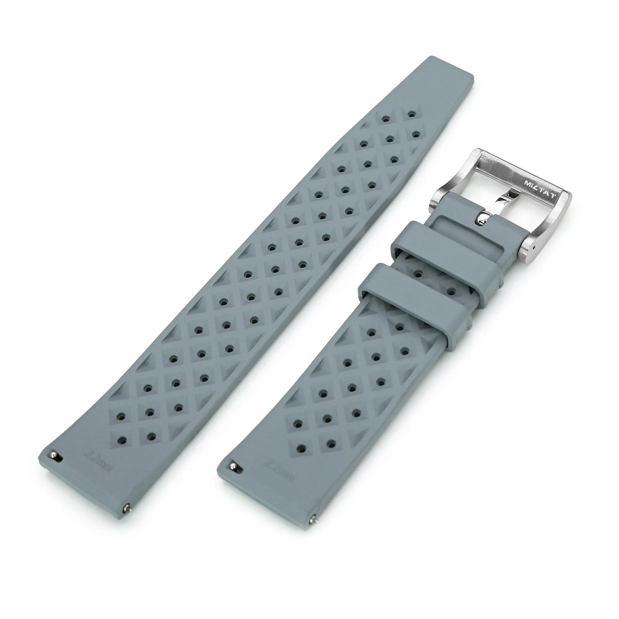 Quick Release Grey Tropical-Style Pro FKM rubber watch strap, 20mm or 22mm