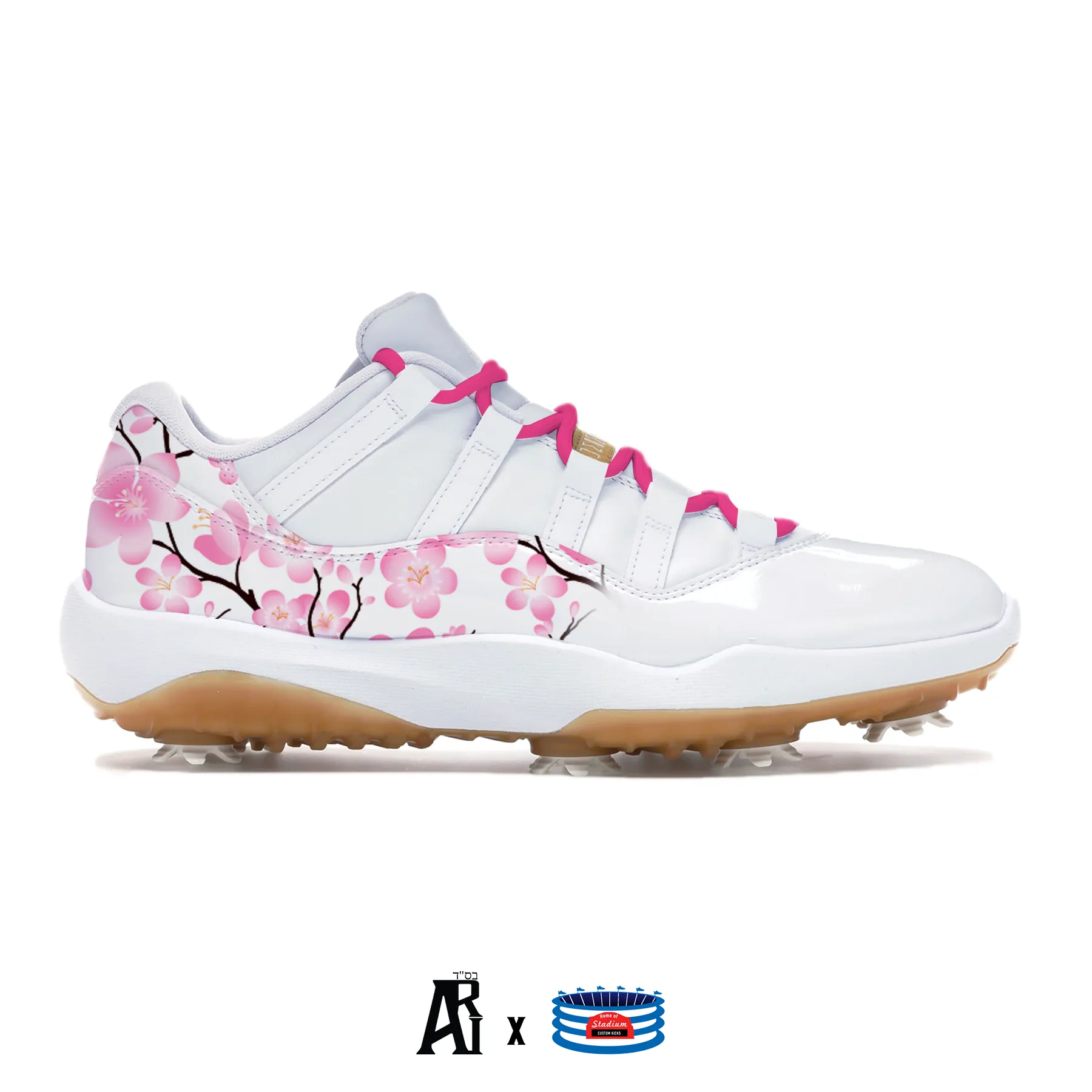 "Cherry Blossom" Jordan 11 Retro Low Golf Shoes by Stadium Custom Kicks