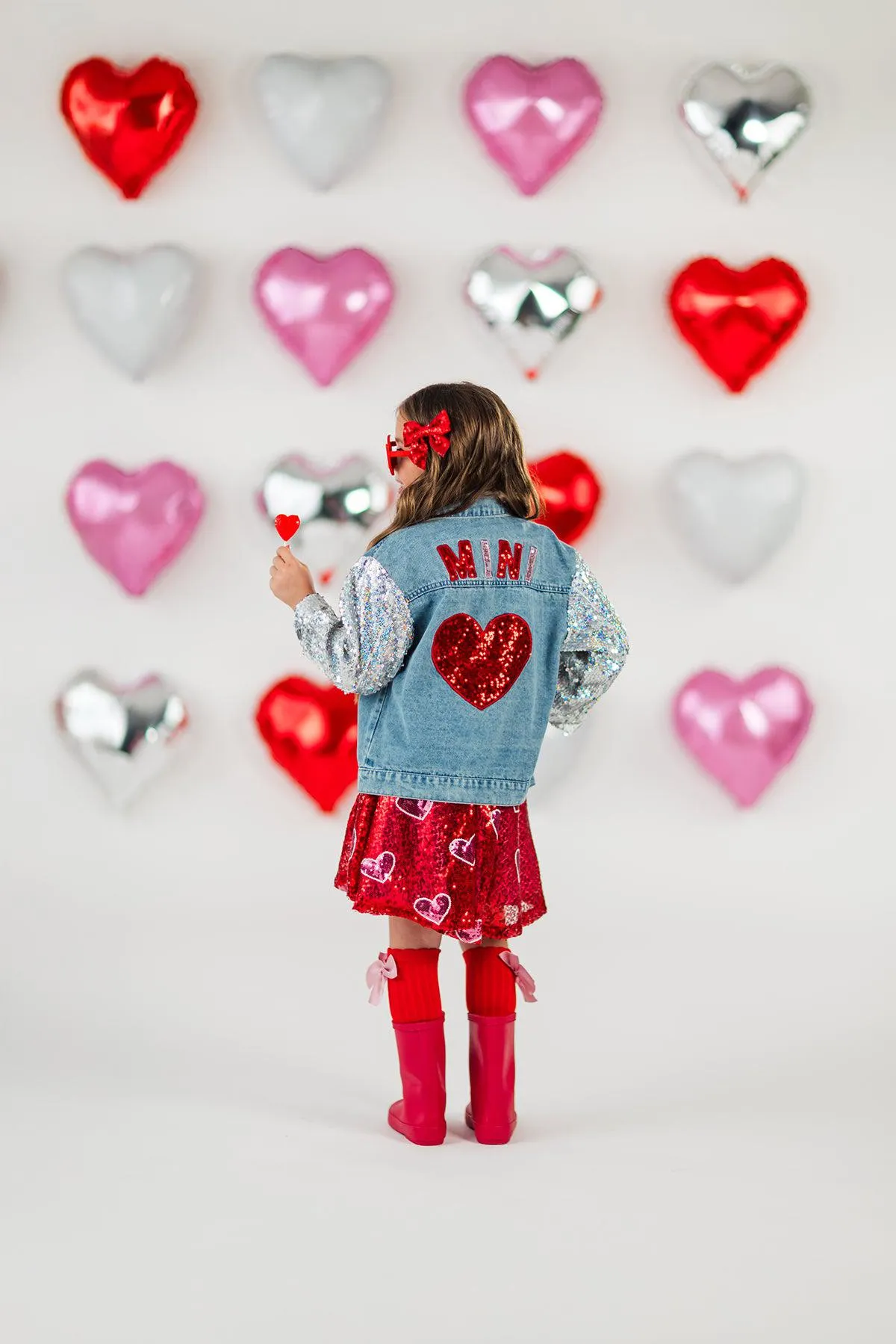 "Mini" Sequin Heart Denim Jacket