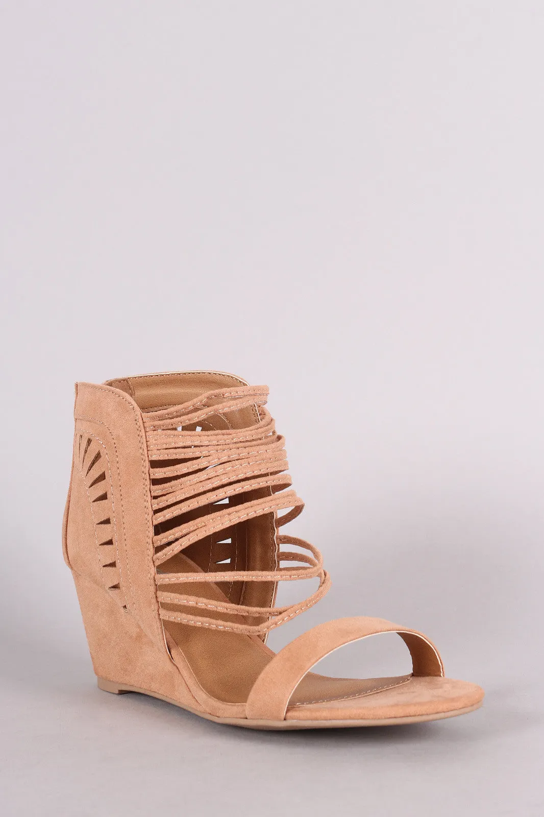 Qupid Ankle Cage Wedge Sandal