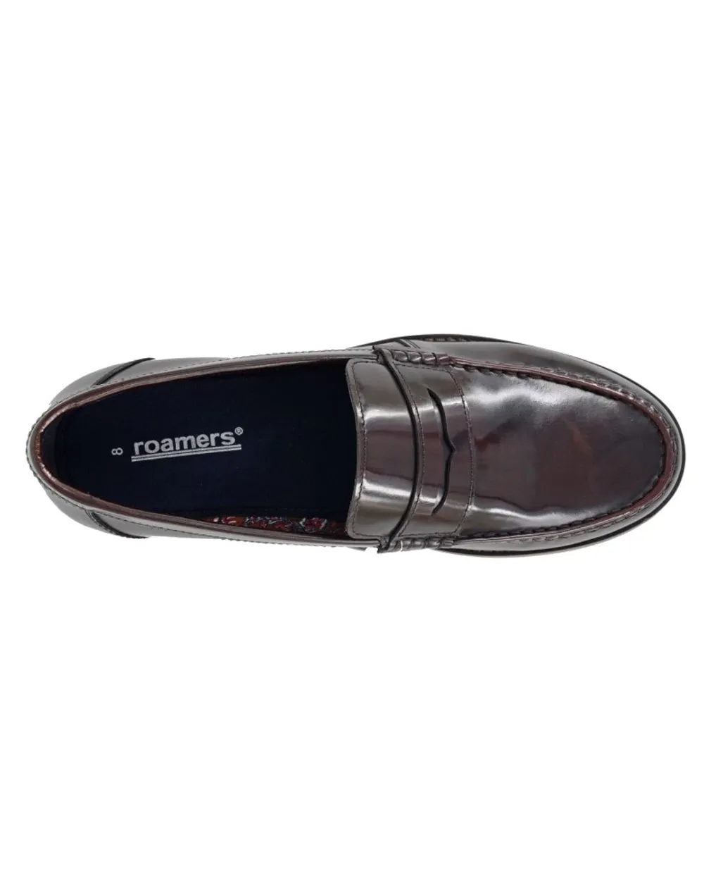 Roamers Mens Hi-Shine Saddle Loafers