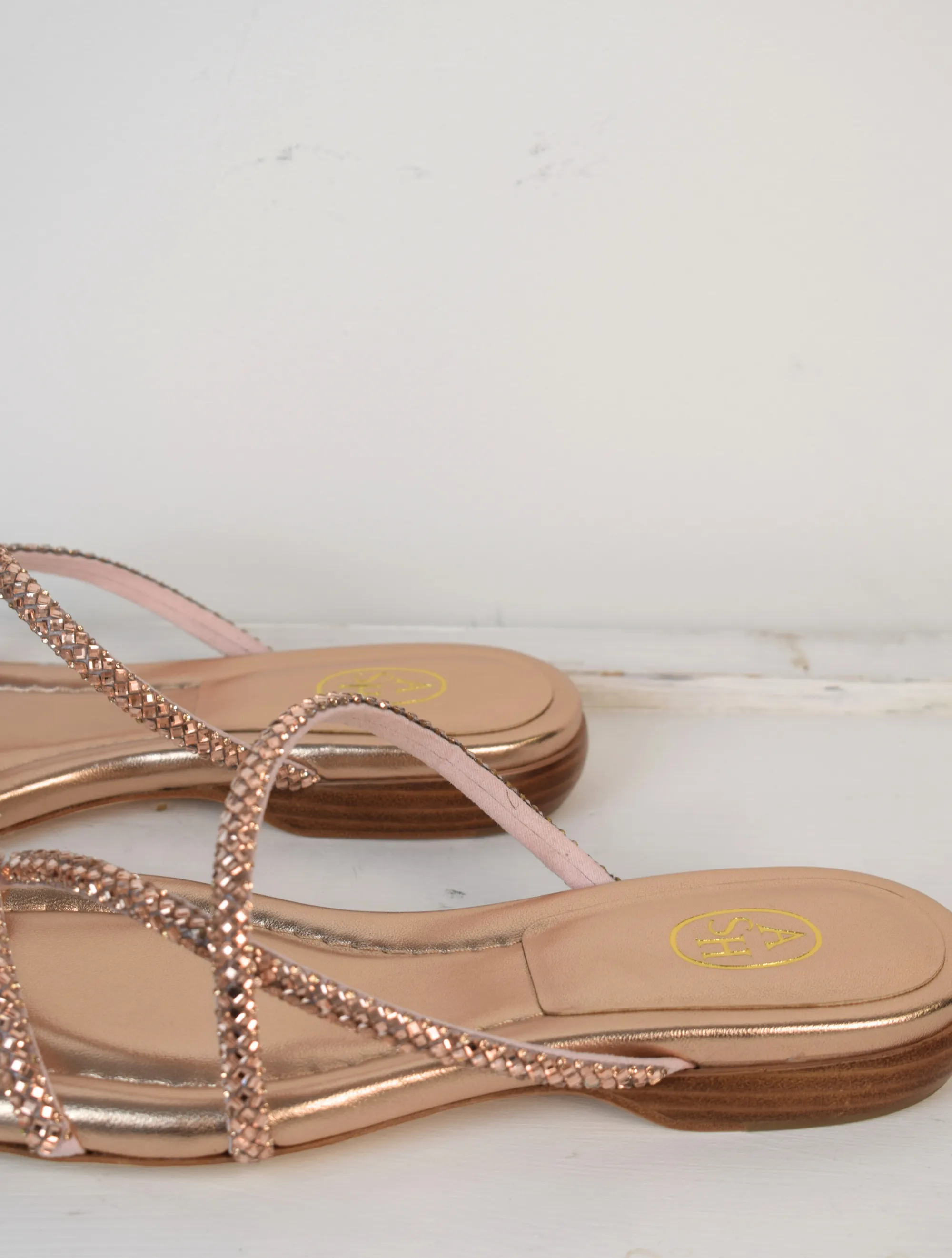 Rubis Crystal Sliders Rose Gold