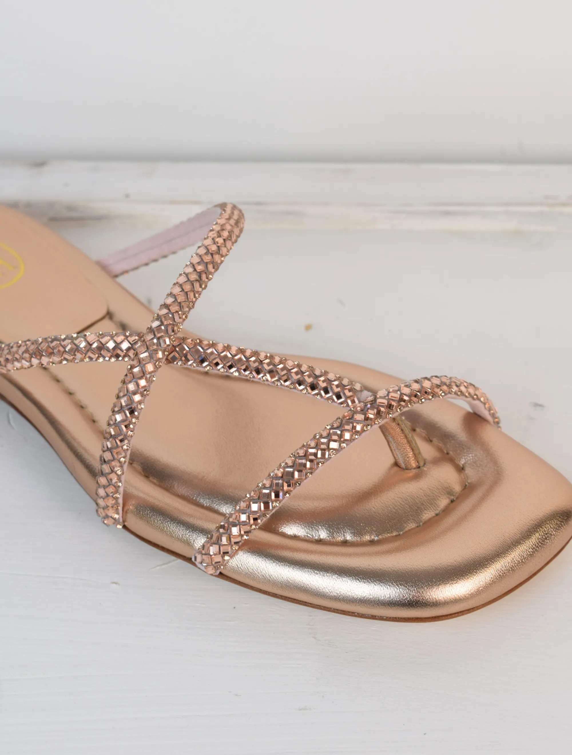 Rubis Crystal Sliders Rose Gold