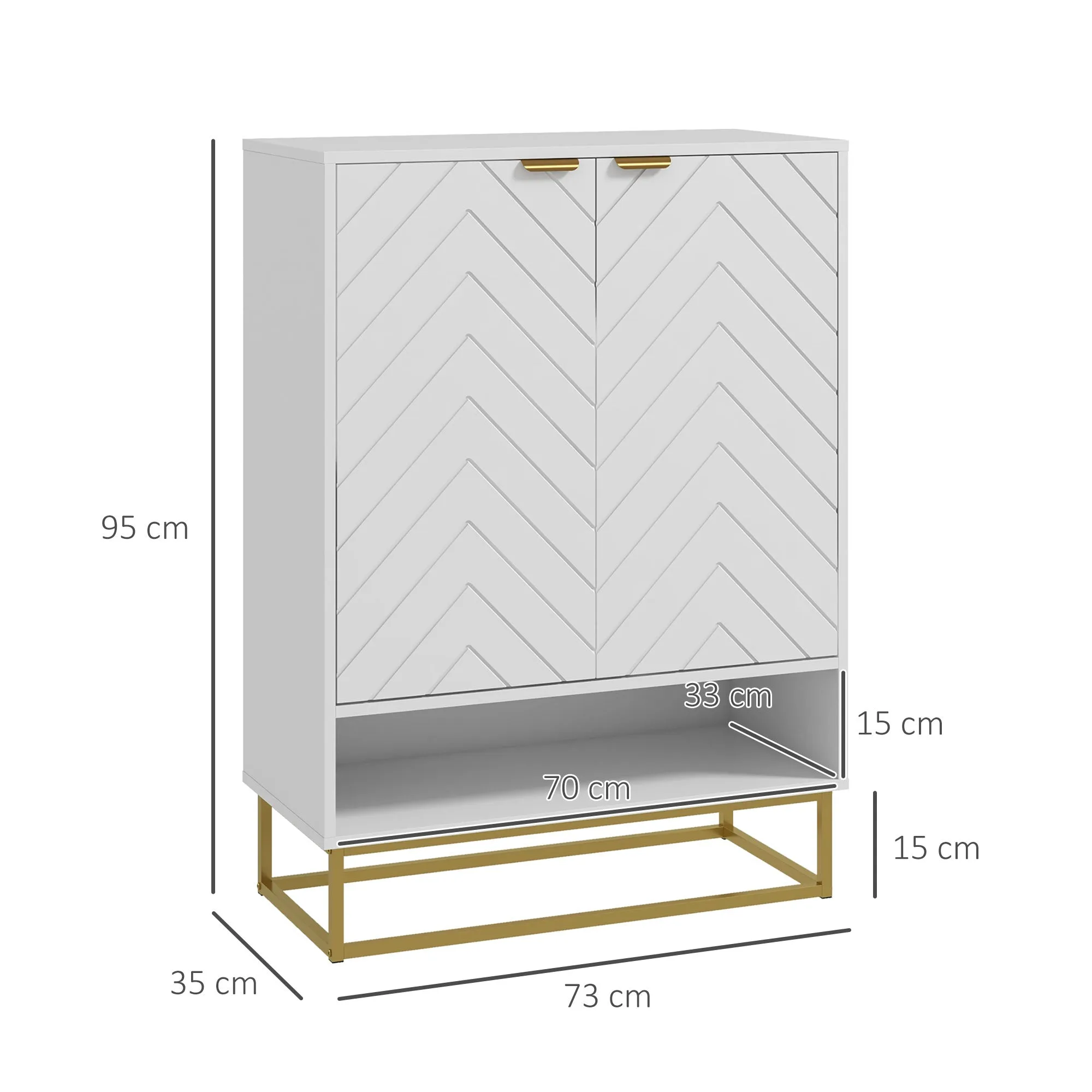 Shoe Storage Cabinet, Modern Shoe Cupboard with Open Shelf, Adjustable Shelf, 6 Vents, Shoe Rack for 12 Pairs of Shoes