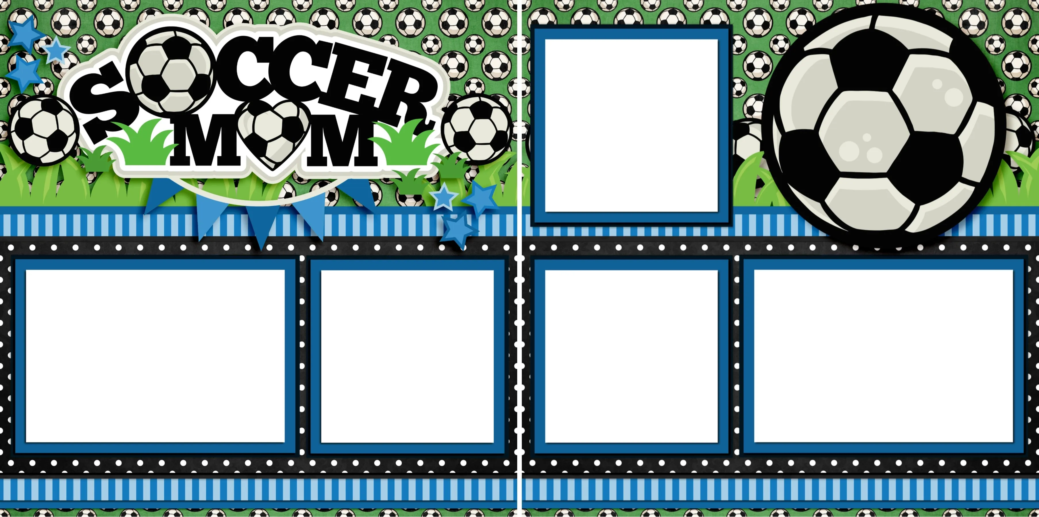 Soccer Mom Blue - Digital Scrapbook Pages - INSTANT DOWNLOAD