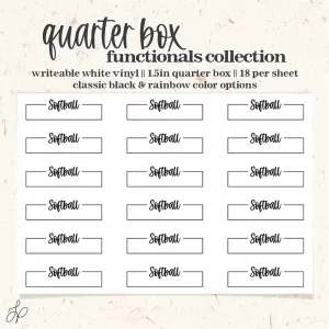 Softball || Quarter Box Planner Stickers