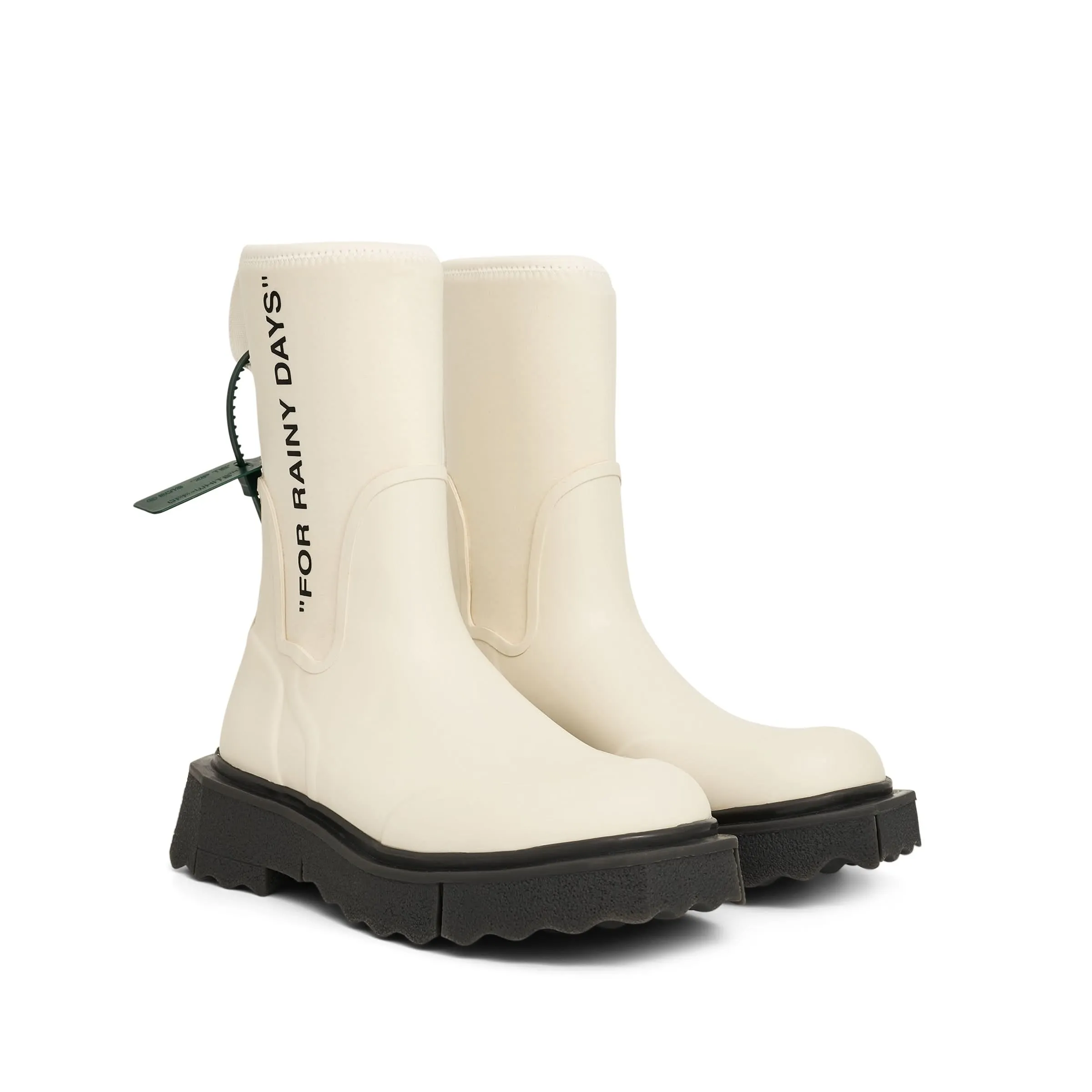 Sponge Rubber Rainboot Boots in White/Black