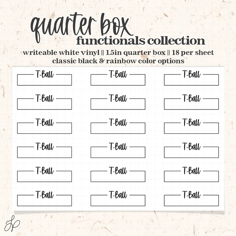 T Ball || Quarter Box Planner Stickers