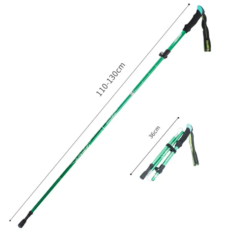 TANERDD TR-D0001 Trekking Poles Aluminum Alloy Folding Outdoor Handrails Trekking Walking Sticks(Long Model (Green))