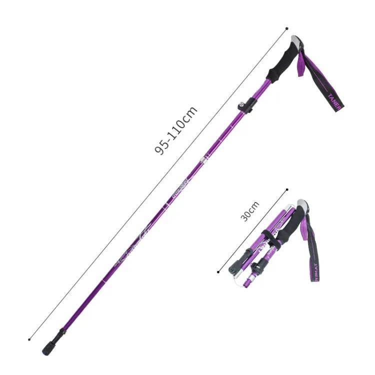 TANERDD TR-D0001 Trekking Poles Aluminum Alloy Folding Outdoor Handrails Trekking Walking Sticks(Short Model (Purple))