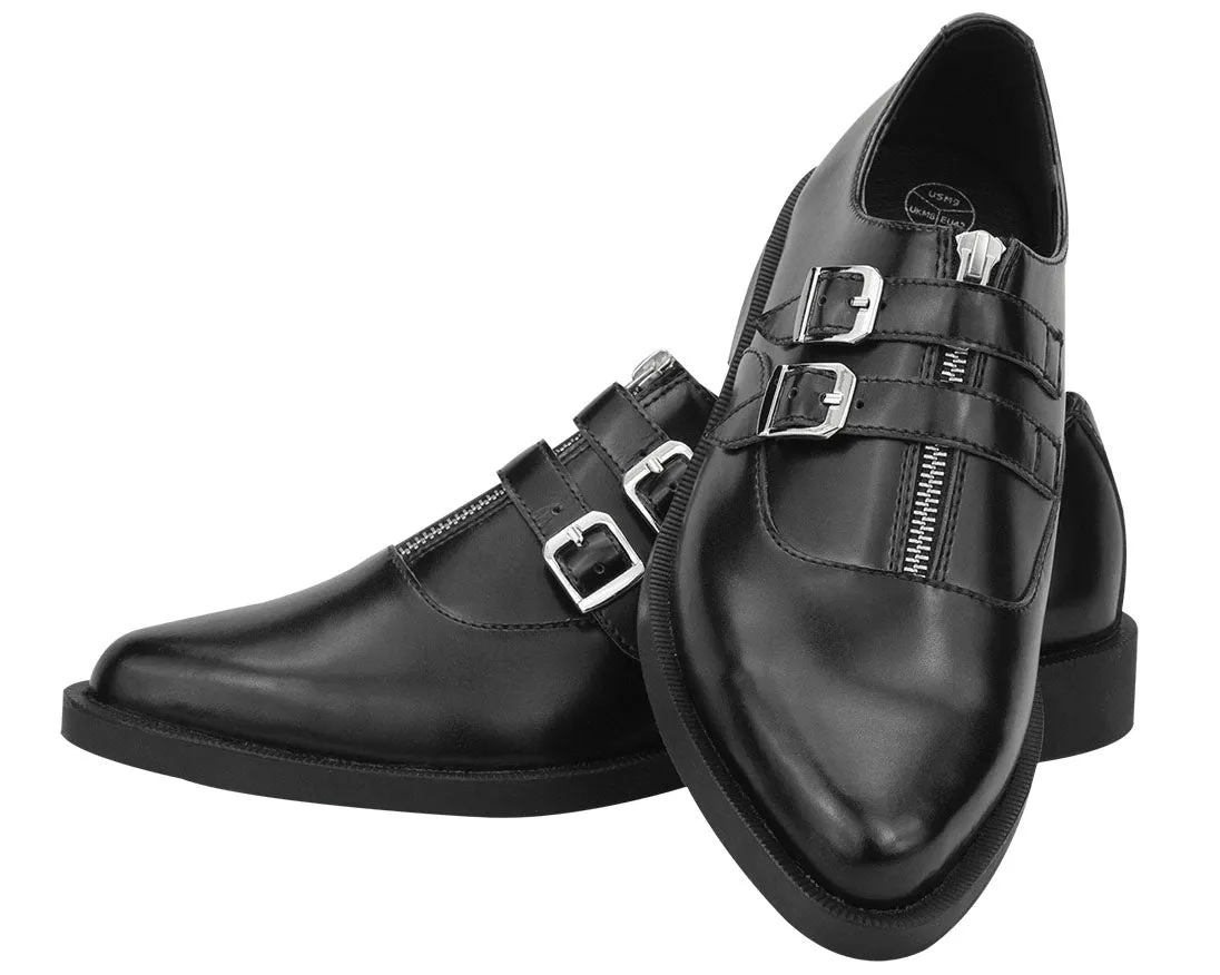 T.U.K BLACK ZIP 2 BUCKLE JAM SHOE