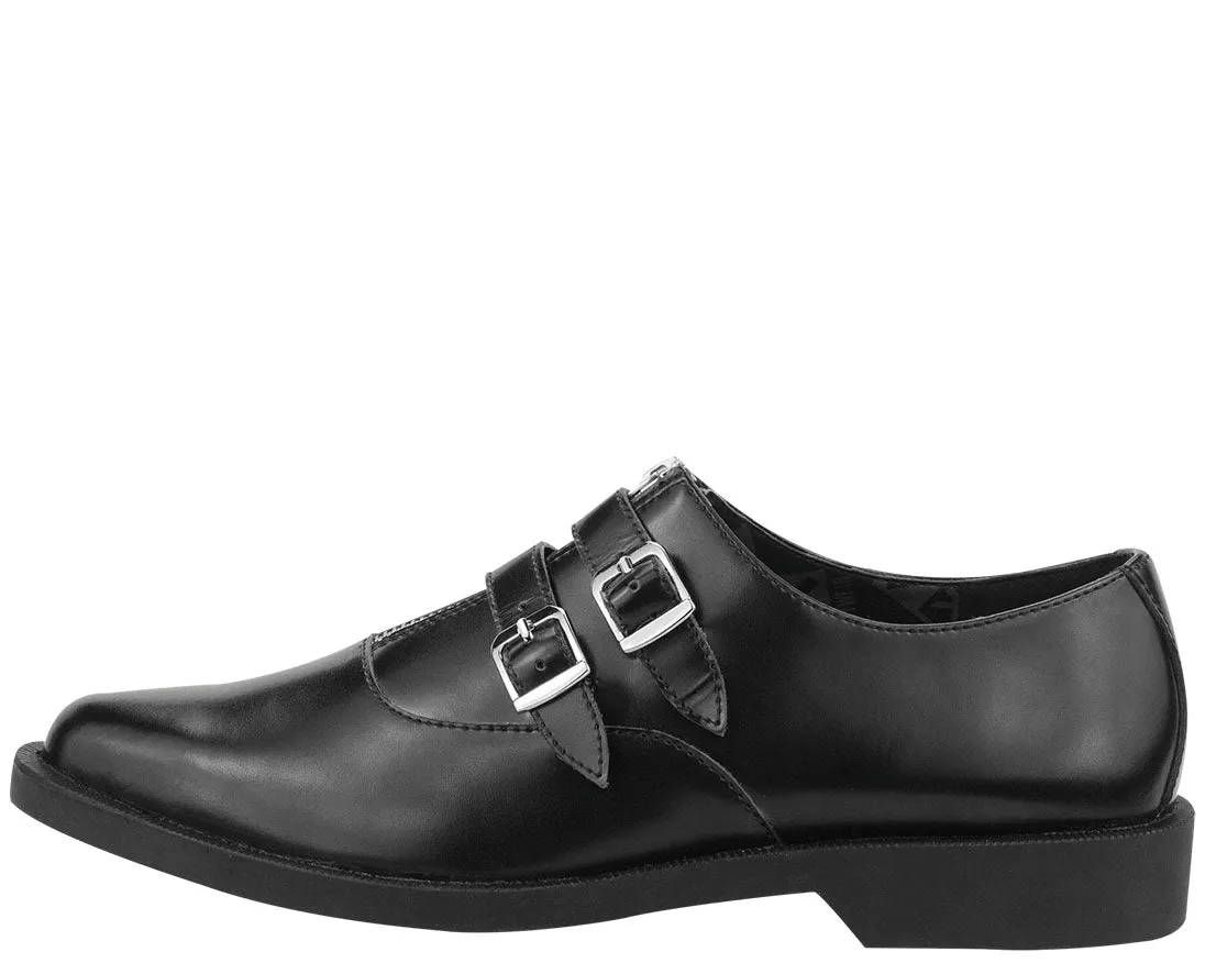 T.U.K BLACK ZIP 2 BUCKLE JAM SHOE