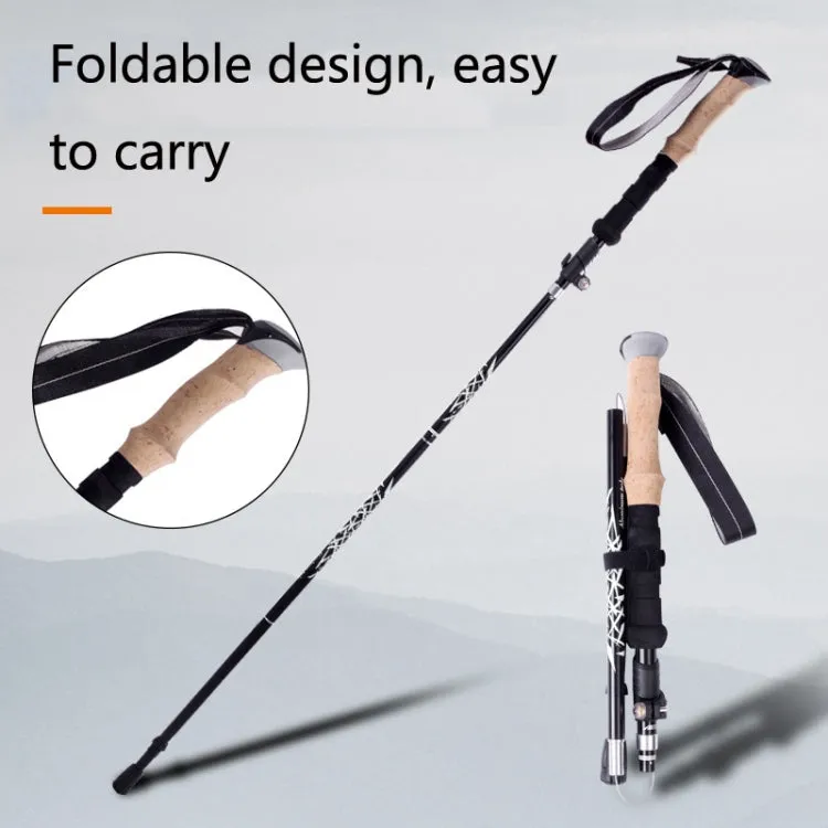 TUOBEIS TBS-006 Trekking Pole Ultra-Light Folding Trekking Mountain Climbing Crutch(Black Long Model)