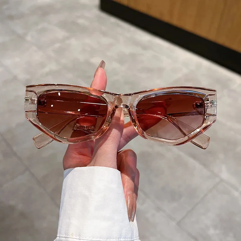 VAIGE Irregular Gradient Cat Eye Sunglasses in Red and Gold - Vintage Glamour Redefined