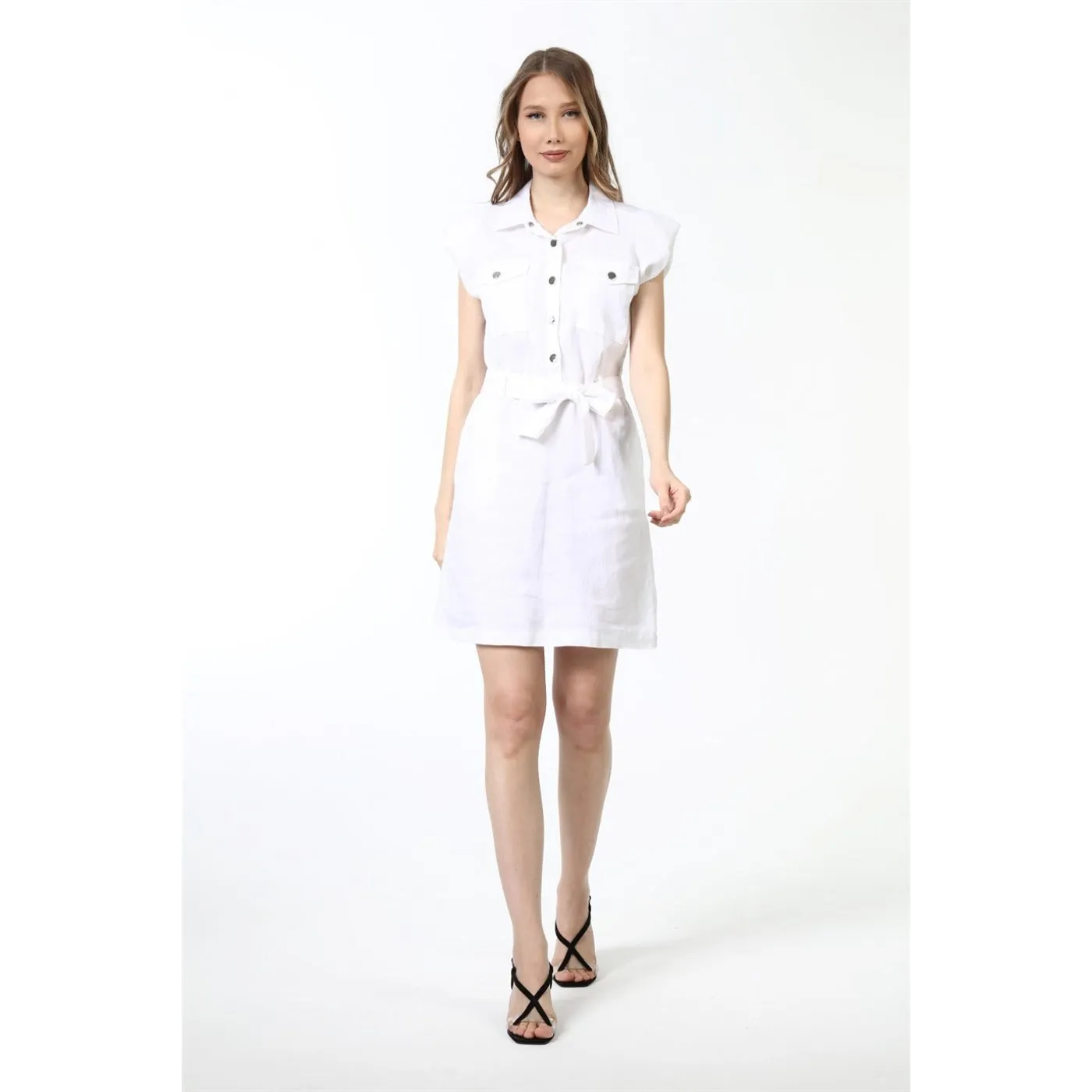 White Sports Dress with Paded Shoulders