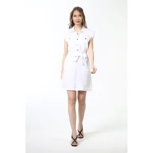 White Sports Dress with Paded Shoulders