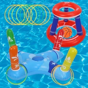 WHIZMAX Pool Toys Games Set Floating Basketball Hoop Inflatable