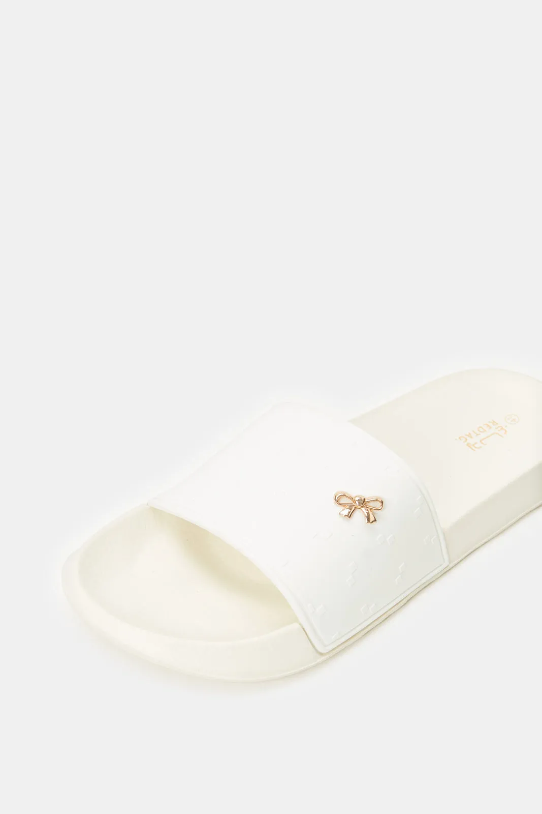 Women Ivory Slide With Gold Trim