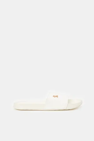 Women Ivory Slide With Gold Trim