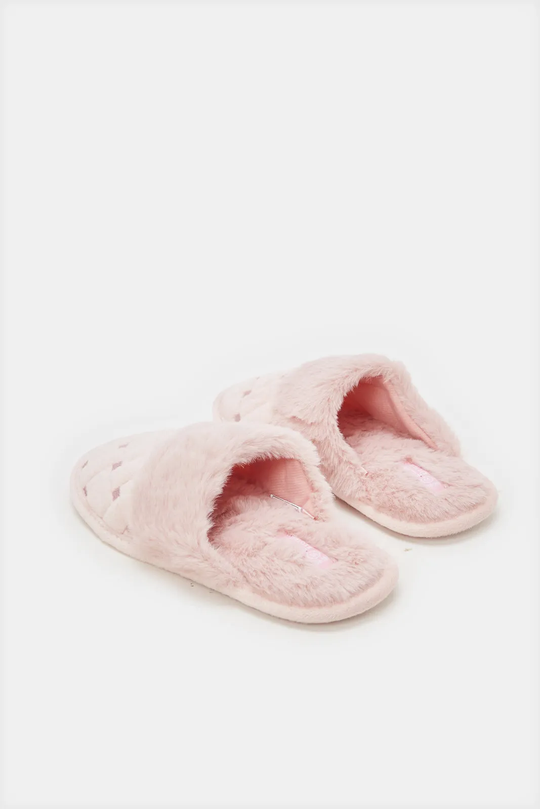 Women Pink Embroidery Trim Slipper