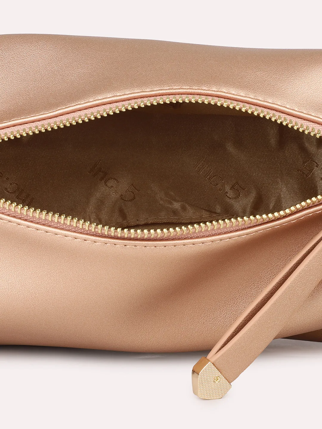 Women Rose Gold Solid Structured Sling Bag