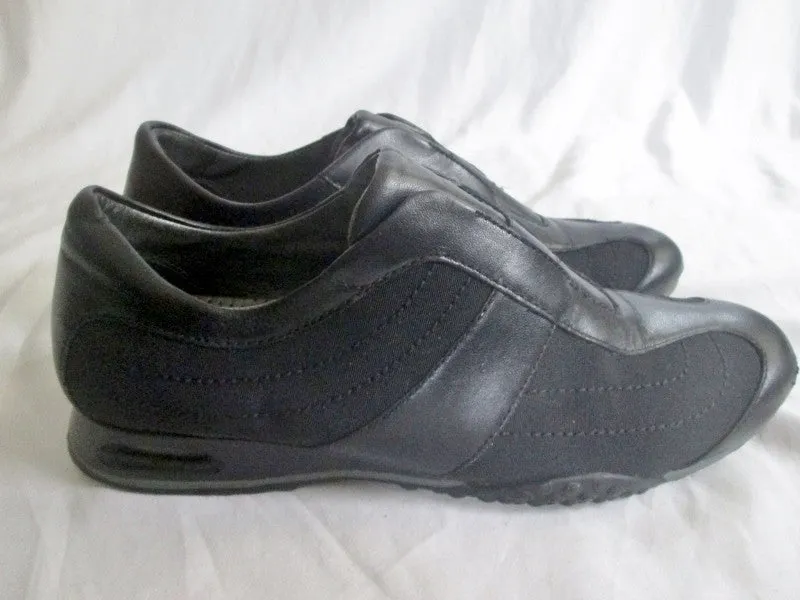 Womens COLE HAAN NIKE AIR Leather Sport Shoe Athletic 7.5 BLACK Sneaker Loafer Slip on