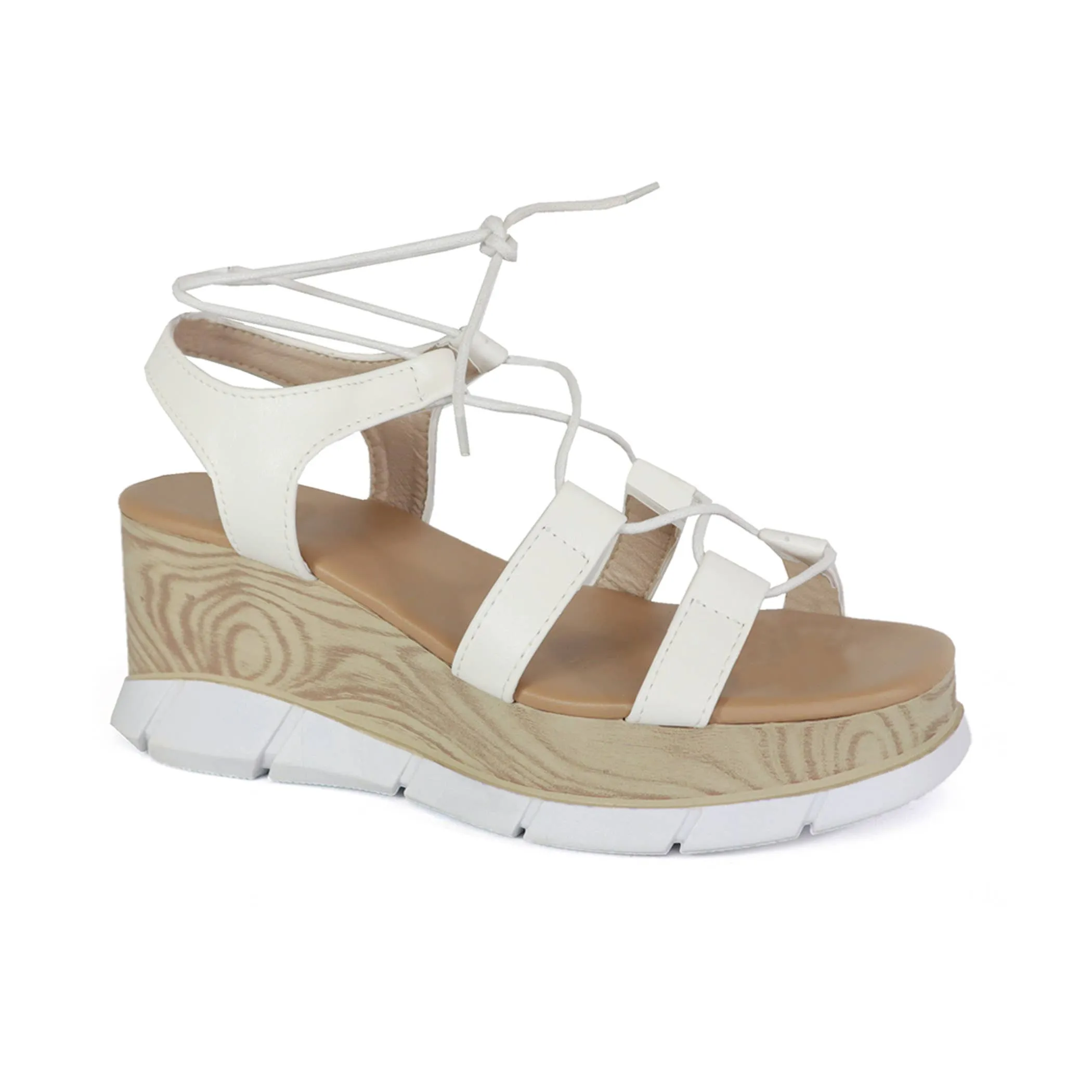 YOKI CARMEL-02 Women's Lace Up Flat form Wedge Sandals