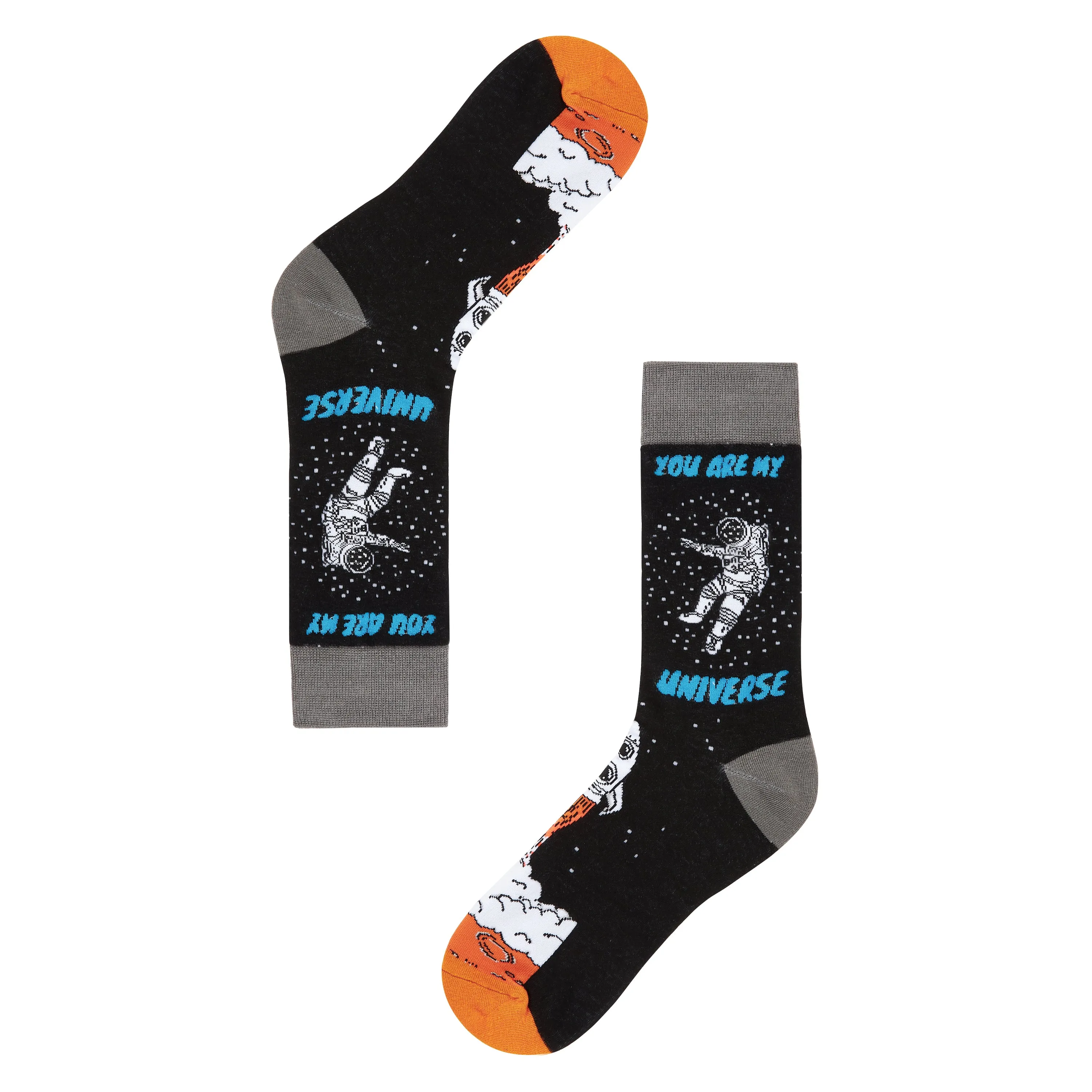 You Are My Universe Printed Crew Length Socks