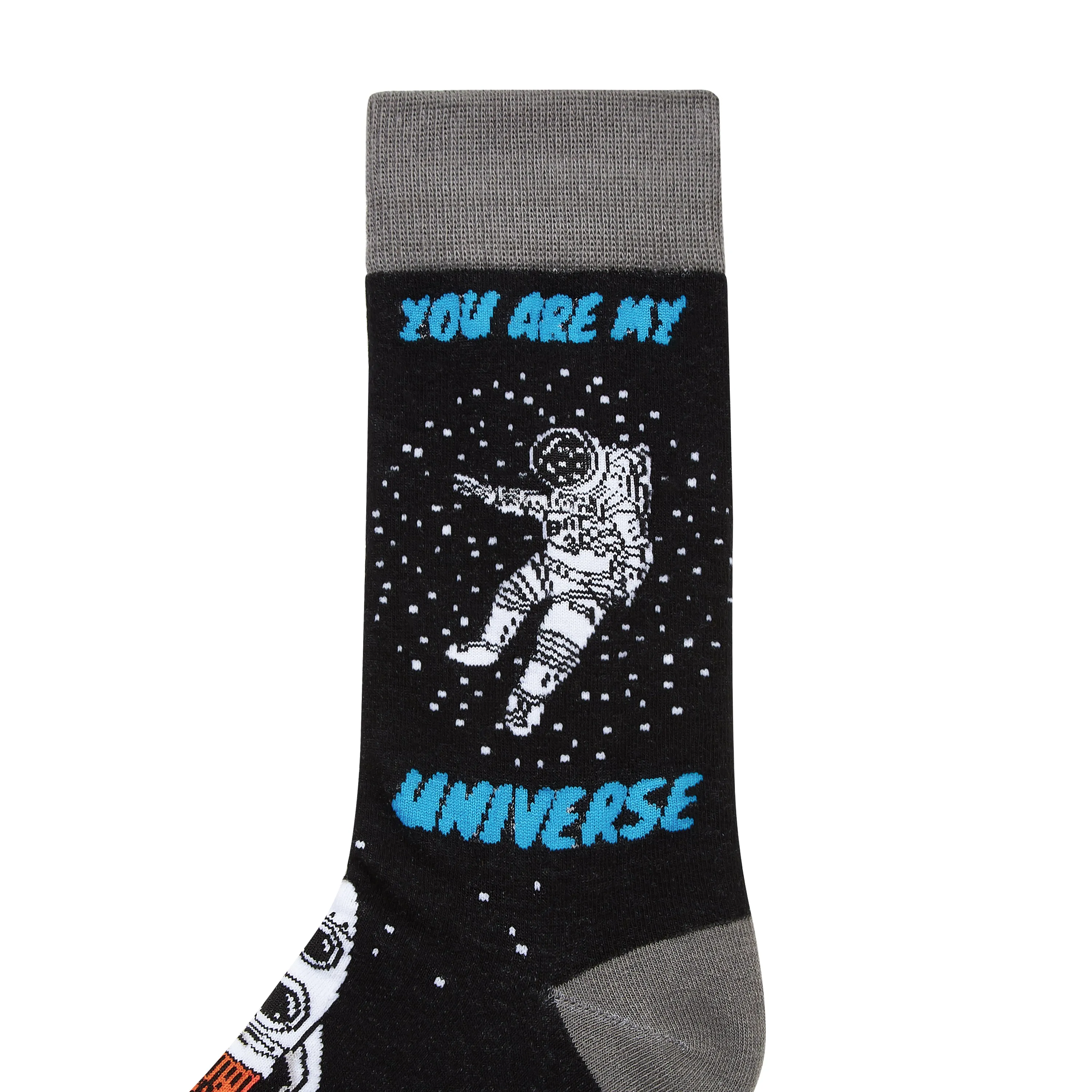 You Are My Universe Printed Crew Length Socks