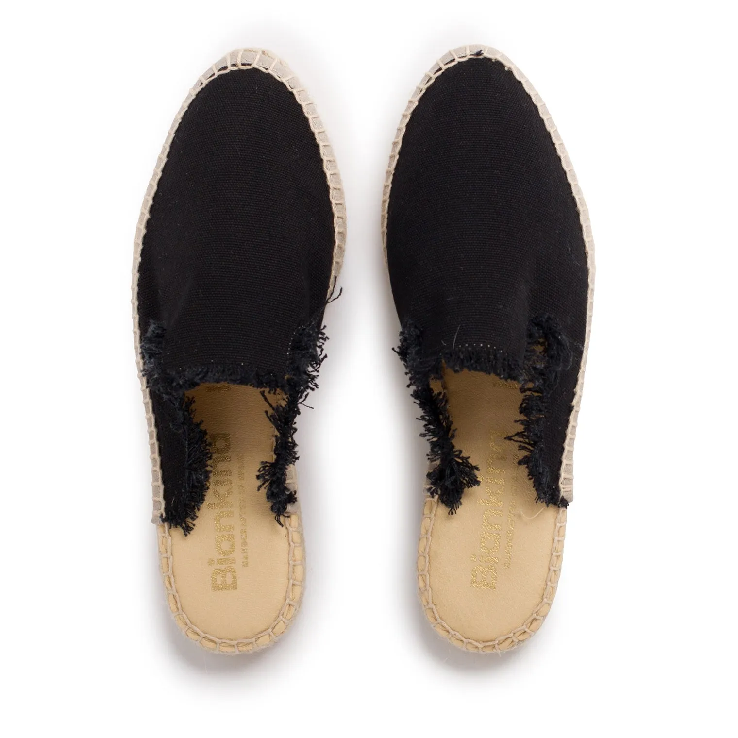 Zaragoza Canvas Espadrille Mule Slides - Black